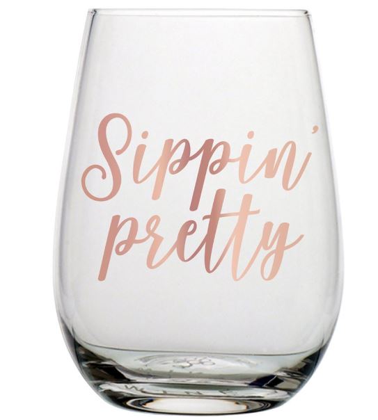 Sippin' Pretty Stemless Wine Glass